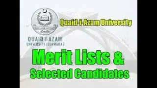 Quaid i Azam University QAU Merit Lists 2021Environmental Sciences