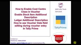 How to Enable Costcenter Class Stock Item And Ledger Additional Description Edit Date In Tally Prime