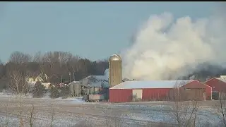 Firefighters battle fire at Trumbull County dairy farm