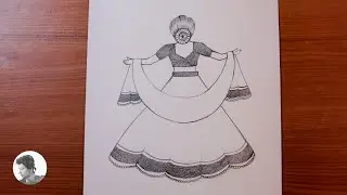 Girl in lehenga backside view pencil sketch / learn step by step / rohit ratan arts 