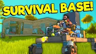 Building My First Base & Attacking a Farmbot Tower! - Scrap Mechanic Survival Gameplay