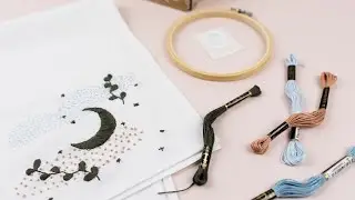 Embroidered Moon Tea Towel Craft Kit Tutorial | Craftiosity | Craft Kit Subscription Box