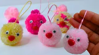Super Easy Pom Pom Hanging Dolls - Amazing Craft Ideas with Wool - How to Make Yarn Bag Hangings