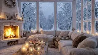 ❄️ Gentle Winter Piano | Fireplace & Snowfall for 8 Hours | Calm Sleep Relax Meditation Focus