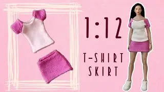 How to make 1:12 scale clothes: Raglan sleeve T-shirt and mini skirt
