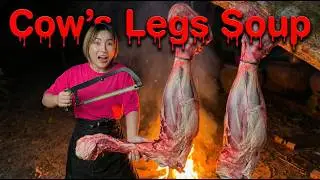 Amazing Cooking Large Cow's Leg Soup Recipe In My Countryside