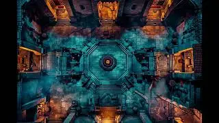 DnD compatible animated map _ Eerie Futuristic Medallion Scene _ ambience for VTT