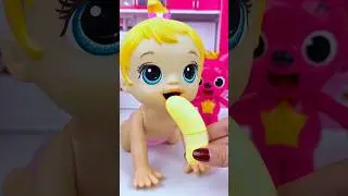 ASMR Unboxing Minnie Mouse & Pinkfong Corn Banana Toy | Satisfying Miniature Kitchen Set #shorts