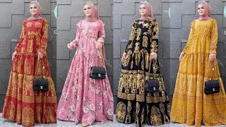 (Trend 2021) 40 Baju gamis terbaru 2021 full motif elegant dipakai