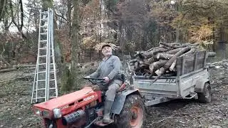 débardage Kubota 2 mètre dans la boue #boisdechauffage #bucheron #extreme #dangerous