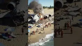 Plane Crashes on Crowded Beach: Ultra-Realistic 360&deg; Cinematic Footage