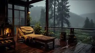 Calm Balcony Retreat: Gentle Rain Sounds and Distant Thunder