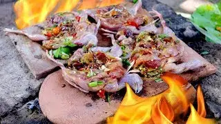 Wilderness Life : How to Primitive Cooking Bird On Roof Tiles old