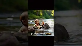 Rabbit saves baby floating in water 🐰 #RabbitRescue #CuteAnimals #AnimalRescue