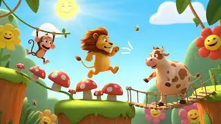 Monkey & 🦁 Lion Cow Challenge 🐮 | Fun Kids Cartoon Animal Challenge