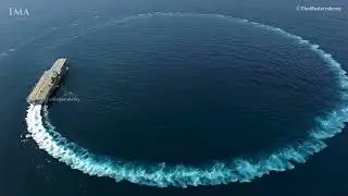 India's Aircraft Carrier INS VIKRANT performing a high Speed 360 degree turn during trials