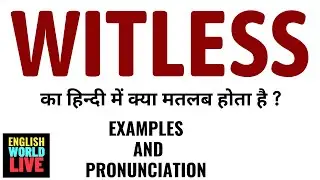 WITLESS MEANING IN HINDI | WITLESS का हिन्दी में क्या मतलब होता है | WITLESS IN HINDI