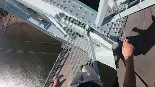 Climbing the highest bridge in Portland (on a beautiful day)