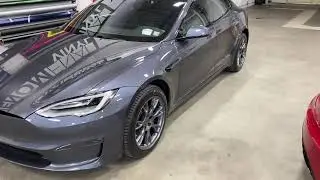 2021 Midnight Silver Metallic Model S Plaid Protected in Xpel Ultimate Plus Paint Protection Film