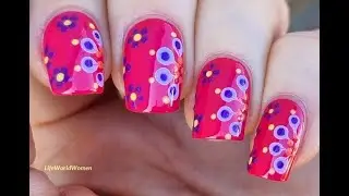 RED NAILS With Purple FLOWER NAIL ART Design / Colorful Floral MANICURE For Sunny Days