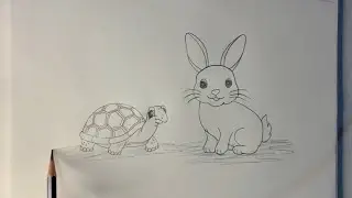 Rabbit and turtle drawing easy method 