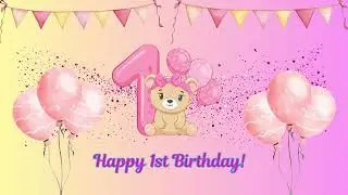 Happy 1st Birthday pink theme background backdrop