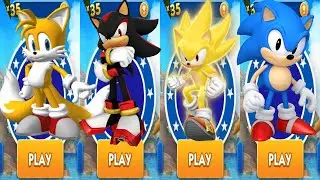 Dash with Super Sonic vs Shadow vs Tails vs Classic Sonic - Run Gameplay
