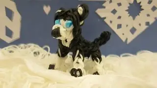 Rainbow Loom Siberian Husky / Alaskan Malamute Dog and Puppy Charm. 3-D