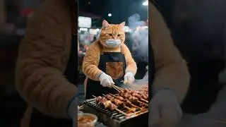 Orange Cat BBQ#OrangeCatDaily #MeowStar #ILoveBBQ #FatOrange #AIGeneratedVideo