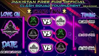 PAKISTAN FREE FIRE OFFICAL CLASH SQUAD TOUR ||SEASON 2 ||GRANDFINAL