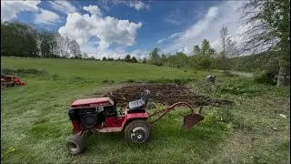 Making a garden from scratch with a wheel horse... Single bottom plow / Disc / Rototiller ￼