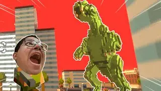 TENTEI IMPEDIR QUE O GODZILLA GIGANTE DESTRUISSE A CIDADE!!! (SUPER MAN OR MONSTER)