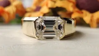 4.44 CT Emerald Colorless Moissanite Solitaire Ring | Men's Ring | Wedding Ring | Engagement Ring