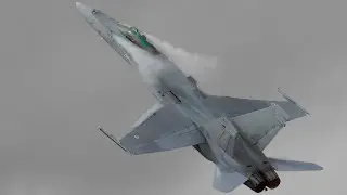 Wet and fluffy F-18 Hornet airshow display - RIAT 2025