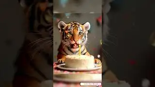 Cute Pet Tiger's birthday celebration🦁 Cuteness Overload #tiger #shorts #pets #cute #cake #birthday