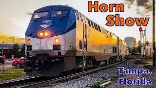 Cool Sunset Amtrak Horn Show departing Tampa Union Station!