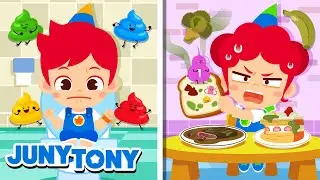 Popó Colorido y Comida Podrida | Buenos Hábitos | Canciones Infantiles | JunyTony en español