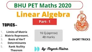BHU PET 2020 Maths paper solutions|| LINEAR ALGEBRA|| BHUPET2021