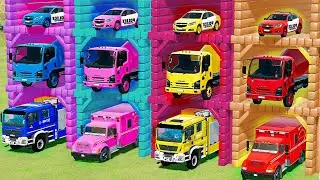 Transporting Pixar Cars & Fruits with Police, Ambulance, Fire Truck & More! | FS22