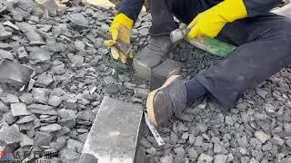 Hand Split Natural Black Basalt Cube Stone Paver