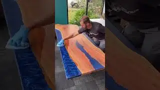 Finished Timber & Resin table 😍  #epoxy #liveedge #liveedgetable  #resinpour #oiling #rivertable