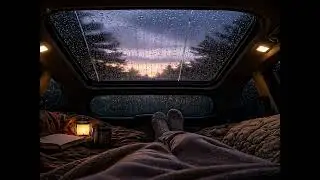 1 Hour of Rain on a Glass Roof | Peaceful Car Ambience (No Talking)