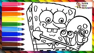 Drawing and Coloring SpongeBob and Gary the Snail 🧽❤️🐌🌊 Drawings for Kids