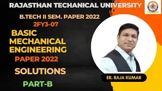 RTU B.Tech II Sem Basic mechanical engineering paper 2022 solutions (Part-B) (हिंदी)