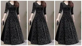 Printed velvet dress design ideas
