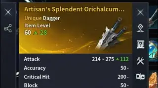 Aion 2 Weaponsmithing Proc (lucky spot) Artisan's Splendent Orichalcum Dagger