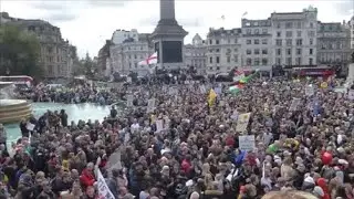 Trafalgar Square Protest 26 September 2020 - Before and after it was stormed by police.