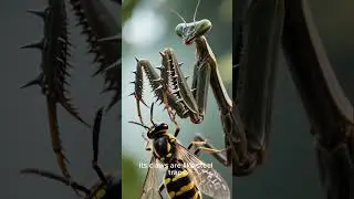 Mantis vs. Wasp &ndash; predator duel! #insectbattle #bugbattle #shorts
