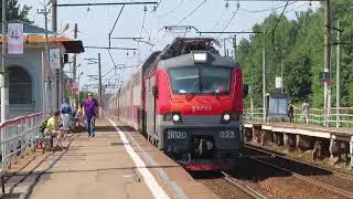 Электровоз ЭП20-023 с поездом№738A Брянск-Москва платформа Зосимова Пустынь 16.07.2021