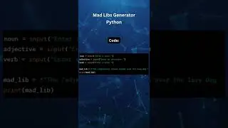 How to Create a Mad Libs Generator in Python #coding #gaming #code #python #tutorial #developer